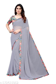 GEORGETTE SAREE WITH BEAUTIFUL LESS BORDER.