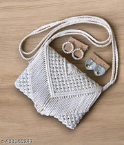 The Craftwave || Handmade Crochet Tassel Handbag Straw Envelope Clutch Bag Cotton Macrame Purse Hand-Woven Beach Wristlet Bag with Zipper