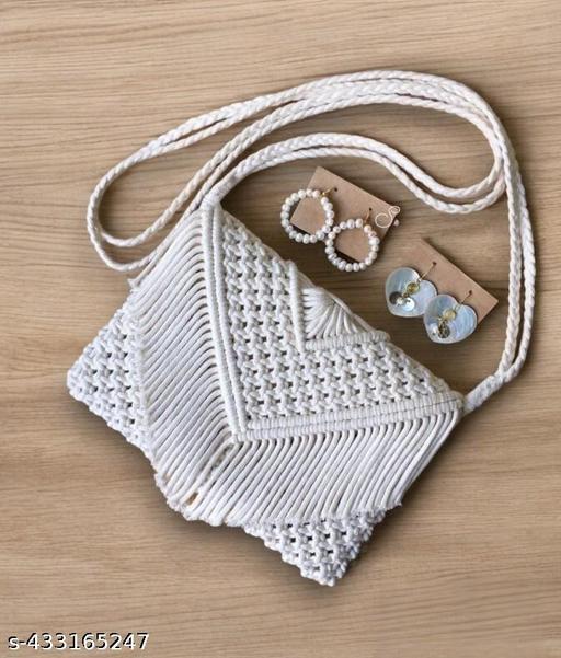 The Craftwave || Handmade Crochet Tassel Handbag Straw Envelope Clutch Bag Cotton Macrame Purse Hand-Woven Beach Wristlet Bag with Zipper