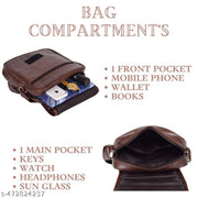 Cool Indians PU leather sling bag, Cross Body Bag Men’s | Stylish Shoulder Bag Men | Versatile Hand Bag for Men | Ideal for Travel & Office | Sling Bag Mini Passport Shoulder Strap Bag