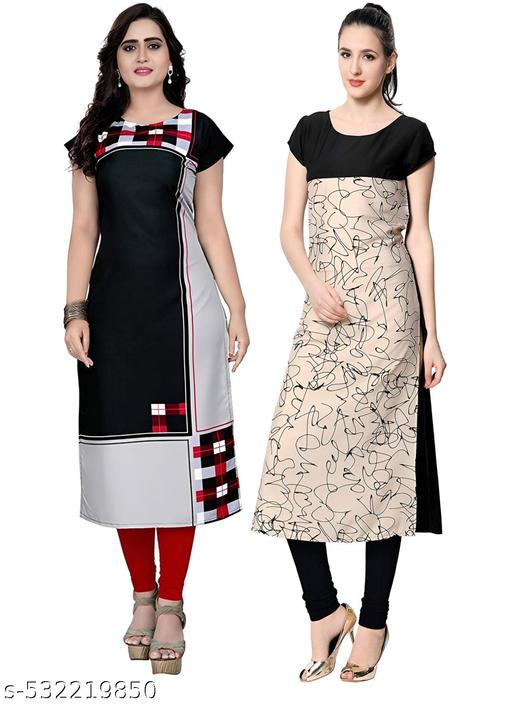 Women's and Girls Digital Print Crepe Aline Straight kurti new arrival