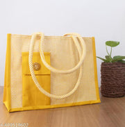 Stylish Jute handbag for women | jute laptop and office bag | Jute travel and daily use bag |Large size Jute bag with zip | Jute lunch bag