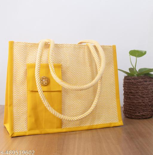 Stylish Jute handbag for women | jute laptop and office bag | Jute travel and daily use bag |Large size Jute bag with zip | Jute lunch bag
