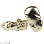 Neska Moda 6 To 12 Months Baby Girls Synthetic Leather Floral Sandal Booties (Golden)-BT1606
