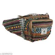 MYRIAD waist him hemp bag Artisan-Crafted Hemp Waist Bag with Unique Texture Stylish Hemp Waist Pouch: Elevate Your Wardrobe Size-(30 x 12 CM)