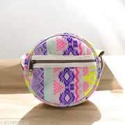 Girls and Womens Multicolor Hemp Round Sling Bag
