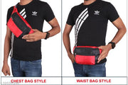 ZnW 3 Zipper Hiking Traveler Sports Waist Pouch Cycling Walking Running Chest Bag Waist bag( Red/Black)
