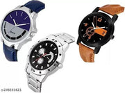 Stylish Men Glamour Brown Leather Analog Latest Watches gifted Man combo set