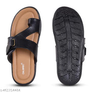 Calibrel Men Black Stylish leather slipper sandal for men  leather slipper for men