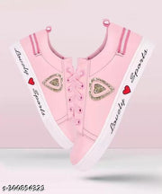 Attractive Women's Syntethic Leather Pink Sneakers