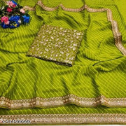 Georgette Embroidered Elegant  Sreee With Blouse || Saree For Women || Trending Saree For Women || Bollywood Stylish Fancy Party Wear Wedding Festive  Sari/Saree For Women