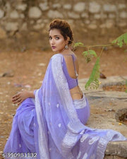 Woven Kanjivaram Cotton Silk Saree  (Purple)