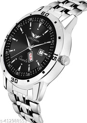 LOIS CARON LCS-8320 Stylish Trending Working Day and Date Series Stainless steel Chain for Boys & Men's Analog Watch