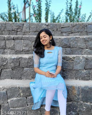 Daily Wear Luxurious Embroidered Heavy Net Kurtis with Sequins and Lining for Women