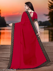 Beautifull Bollywood New Desing Hotfix Swarovski Stone Work Saree With Stone Work Blouse, siroski saree / sari, Red saree, Georgette Ka Saree