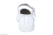 Gratto Girls Kids White School Shoes Hook & Loop Style