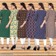 Women Printed Crepe Kurti (Combo Of 6)
