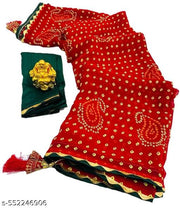 BANDHANI SAREE, BANDHEJ SAREE, CHUNRI SAREE, RED SAREE, MATAJI SAREE, SAREE, SAREES FOR WOMEN, SAREES UNDER 400
