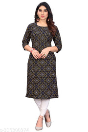 Women Printed Crepe Straight Kurti