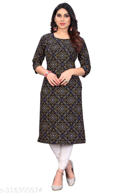 Women Printed Crepe Straight Kurti