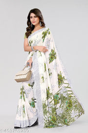Women's Trendy Floral  Printed  Georgette Saree with Blouse Material