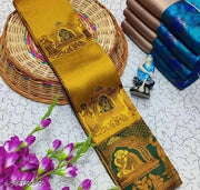 Beautiful Art Silk Jacquard Border Saree With Unstitched Running Blouse For Women Wedding Wear Party