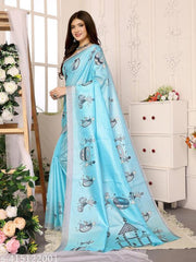 Yashika Women's Printed Trendy Art Silk Saree with Blouse Material
