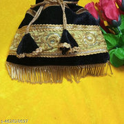 Black Lucknowi Velvet Potli Bag For Women & Girls