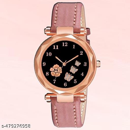Unique New Stylish Pink women Collection classic Designer Leather belt Charming Look Quartz Analog Ladies Girls Watches watch for women