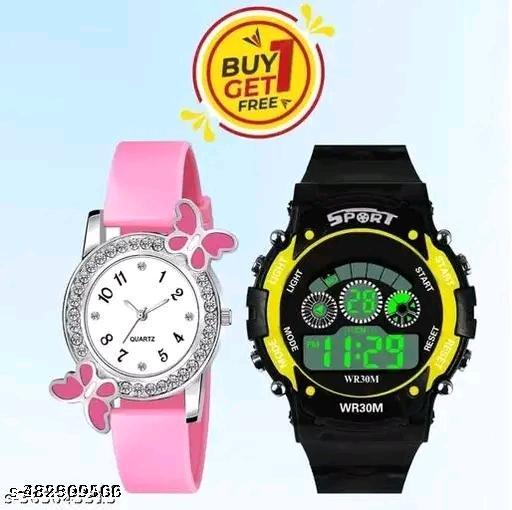 Butterfly Analog watch with free sport watch.watch for boys and free sport watch for kids Beautiful Analog Watches