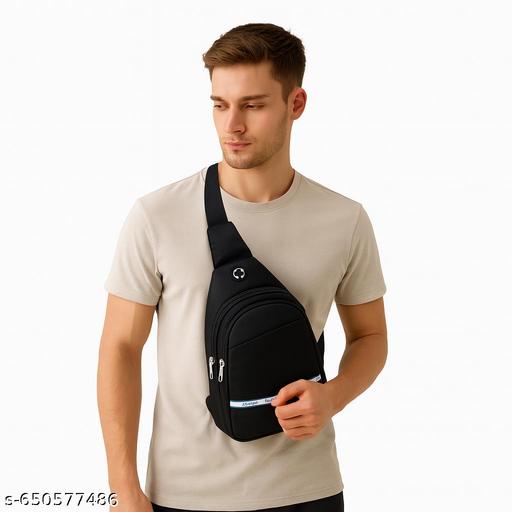 Sling bag Crossbody travel bag Stylish Shoulder Bag chest bag Backpacks Lightweight One Strap Sling Bag for Men & Women (Black - 30 x 21 x 7 Cm)