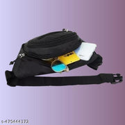 Zerrish Men's Black Waist Bag – Stylish Unisex Kamar Bag, Crossbody, Casual Waist Pouch for Travel, Outdoor, and Sports Use