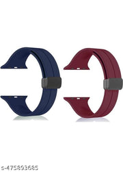 Soft Silicon Magnetic Smart Watch Strap Belt for Ultra Watch 49 mm, Series 8 / 7 45 mm, Series 6 / 5 / 4 44 mm, Series 3 / 2 / 1 42 mm, T800 Ultra, Watch 8 Ultra, i8 Pro Max, W26, T800 Smart Watch Strap Pack of 2(BLUE, MEHRUN)