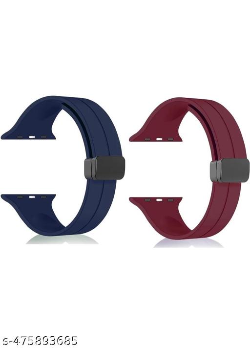 Soft Silicon Magnetic Smart Watch Strap Belt for Ultra Watch 49 mm, Series 8 / 7 45 mm, Series 6 / 5 / 4 44 mm, Series 3 / 2 / 1 42 mm, T800 Ultra, Watch 8 Ultra, i8 Pro Max, W26, T800 Smart Watch Strap Pack of 2(BLUE, MEHRUN)