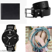 pack of 4 combo unisex accessories for men and boys  girls analog watch with belt wallet headphones