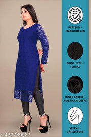 Elegant Net Fabric Embroidered Kurti for Women