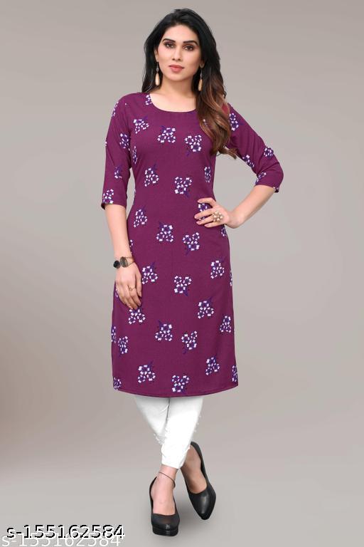Polyster/Crepe fabric-Women Printed Kurtis