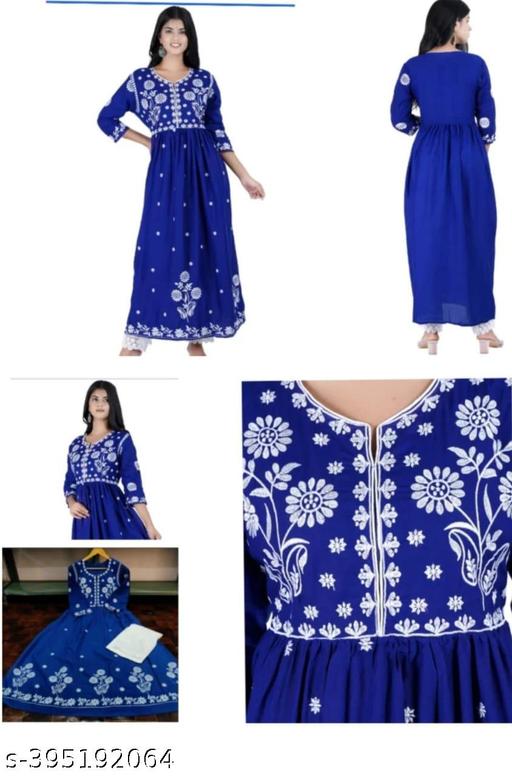 BHUMIKA ROYAL BLUE EMBROIDERY KURTI