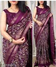 Kanooda Prints Fancy Designer Dola Silk Foil Printed Saree
