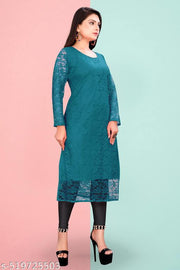 Designer Rassal Net Fabric Kurtis For Woman
