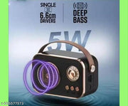 Fm Radio With Premium Retro-Chicc Wireless Speaker – Small Portable Soundbox with Built-in Rechargeable Battery and Unique Antique Look