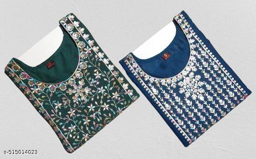Women Ethnic Wear Rayon Embroidery Gala Kurti, Size -S, M, L, XL, XXL, 2XL, New Design & Fashionable Kurti, Pack of 2 (Combo of 2)