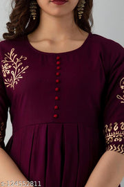 Women's Rayon Printed Trendy Anarkali Long Flared Kurti