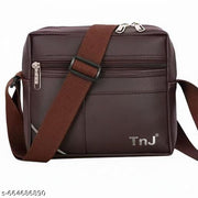 TnJ Premium Leather Crossbody Messenger Bag, Premium Crossbody Messenger Bag for Men & Women ( Brown )