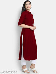 Women's Solid Rayon Kurtis