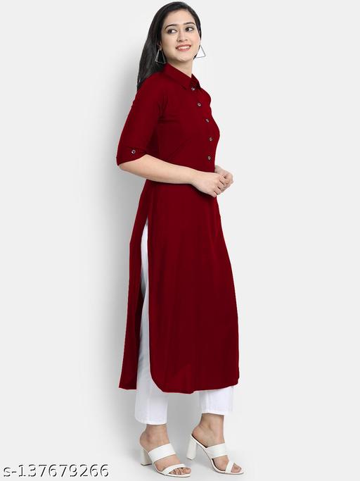 Women's Solid Rayon Kurtis