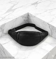 Waist bag for men, travel fanny pack, women sling bag, black hip pouch, crossbody chest bag, leather waist pouch, bike riding bag.