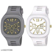 NEW TRENDY SQUARE SOLID DIAL DESIGN ATTRACTIVE BELT ANALOG COMBO WATCHES FOR MEN AND WOMEN