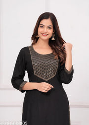 Women Embroidered Straight Kurta
