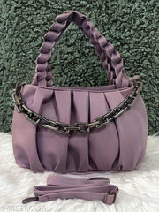 Trendy Soft PU Leather Handbag for Women & Girls with Braided Handle | Chain Shoulder Bag with Sling Strap